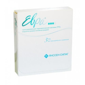 Евра пластырь трансдермальный 150мкг + 20мкгг/сут №3