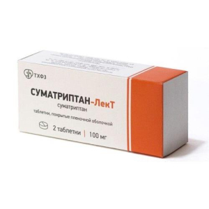 Суматриптан-лект таблетки покрытые пленочной оболочкой 100мг №2