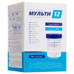 Будьте уверены тест для диагностики иммунохром-12-мульти-экспресс на 12 видов наркотиков по моче