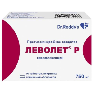 Леволет р таблетки покрытые пленочной оболочкой 750мг №10