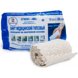 Бгмко-мм бинт гипсовый 10х300 клеевой на марл.основе