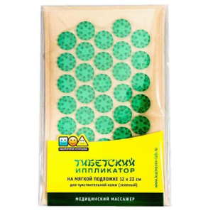 Аппликатор кузнецова коврик массажный тибетский мягк. подл. 12х22см зеленый