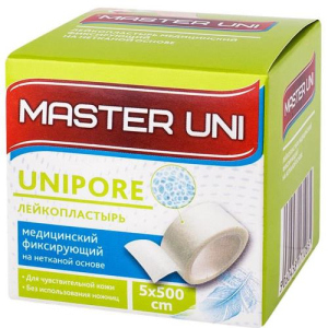 Мастер юни юнипор лейкопластырь медицинский фиксирующий 5х500см неткан.