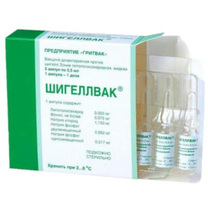 Шигеллвак (вакцина дизентерийная против шигелл зонне полисахаридная) раствор для внутримышечного и подкожного введения 0.5 мл/доза 0,5мл №5