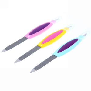 Маникюр пилка металлическая Микс с прорезиненой ручкой