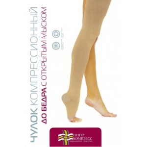 Центр компресс чулок компрессионный до бедра 1кл р2 с открыт мыском крем