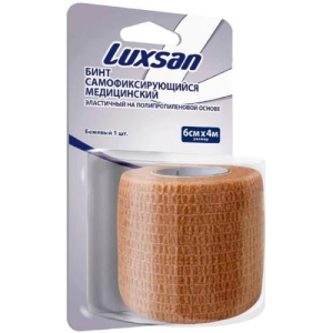 Люксан бинт эластичный самофиксирующийся 6смх4м полипропиленовая основа бежевый  [luxsan]