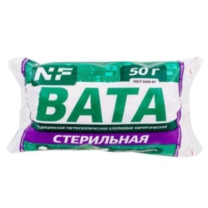 Ньюфарм вата хирургическая стерильная хлопковая 50г Ньюфарм вата хирургическая стерильная хлопковая 50г