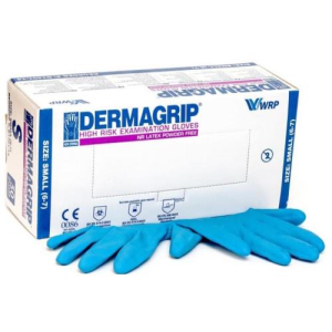 Дермагрип хай риск перчатки смотровые латексные нестерильные неопудренные №50 (25 пар) р.s