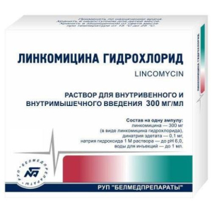 Линкомицина гидрохлорид раствор для внутривенного и внутримышечного введения 300мг/мл 1мл №10