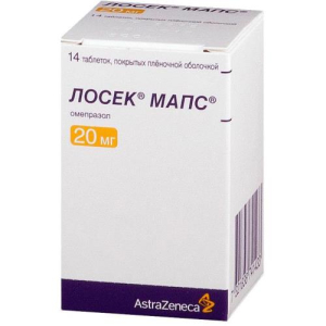 Лосек мапс таблетки покрытые пленочной оболочкой 20мг №14