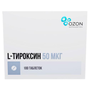 L-тироксин таблетки 50мкг №100/Озон L-тироксин таблетки 50мкг №100/Озон