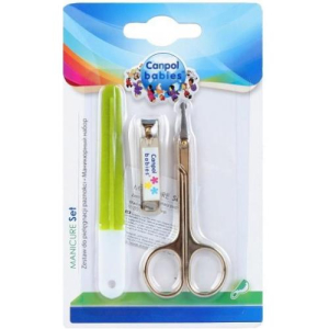 Канпол набор маник. (ножницы + щипчики + пилочка) 0 +  зелен. [canpol]