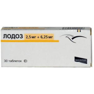 Лодоз таблетки покрытые пленочной оболочкой 2.5мг + 6.25мг №30 