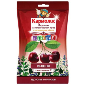 Альпийская карамель леденцы 75г детские витамин с + мед вкус вишни бад