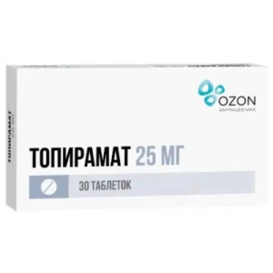 Топирамат таблетки покрытые пленочной оболочкой 25мг №30 Топирамат таблетки покрытые пленочной оболочкой 25мг №30