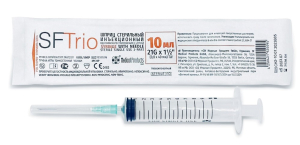 Сф медикал шприц одноразовый стерильный с иглой 10мл №5 3-х комп 21g 0,8х40мм