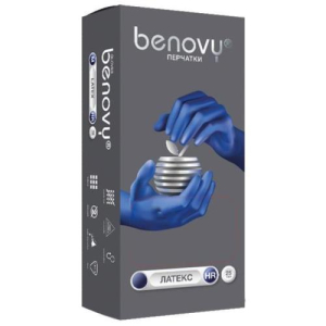 Бенови хай риск перчатки смотровые латексные нестерильные неопудренные №25 пар повыш прочн р l синие