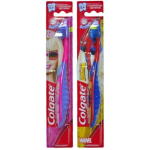 Колгейт зубная щетка для детей спайдермен/барби супермягкая 5 +
