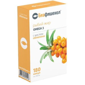 Рыбий жир биафишенол капсулы 350мг №180 с маслом облепихи