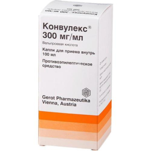 Конвулекс капли для приема внутрь 300мг/мл 100мл в комплекте с дозатором Конвулекс капли для приема внутрь 300мг/мл 100мл в комплекте с дозатором