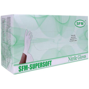 Сфм перчатки смотровые нитриловые нестерильные неопудренные №100 пар текстур. внут. полимер. покр. р.s белые
