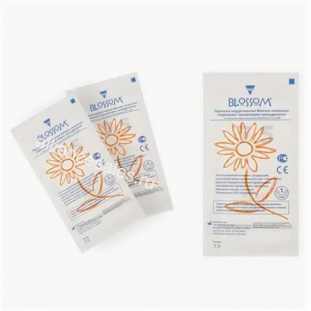 Блоссом перчатки хирургические латексные стерильные неопудренные р 7