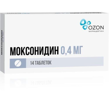 Моксонидин таблетки покрытые пленочной оболочкой 0.4мг №14