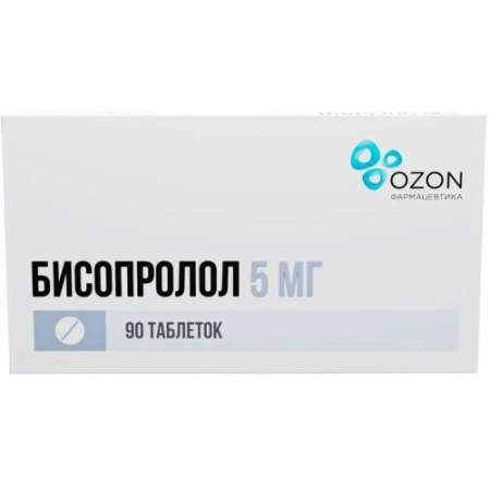 Бисопролол таблетки покрытые пленочной оболочкой 5мг №90/Озон
