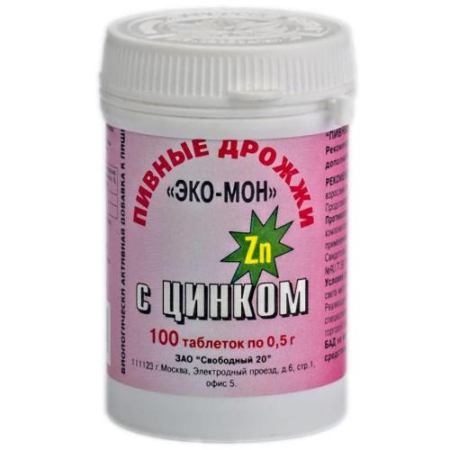 Эко-мон пивные дрожжи  +  zn (цинк) №100 таб.