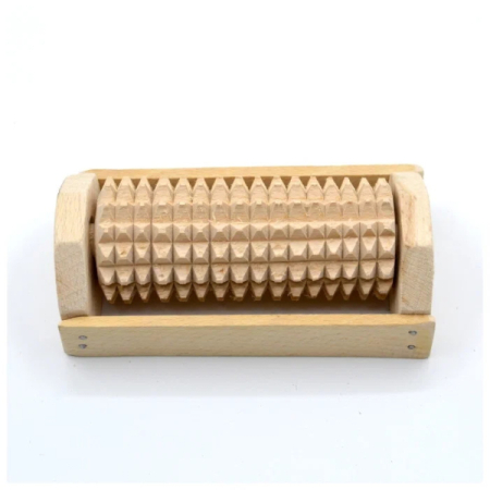 Массажер для стоп зубчатый 2 валика дерево бук