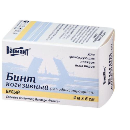 Вариант бинт когезивный самофиксирующийся 4мх6см белый
