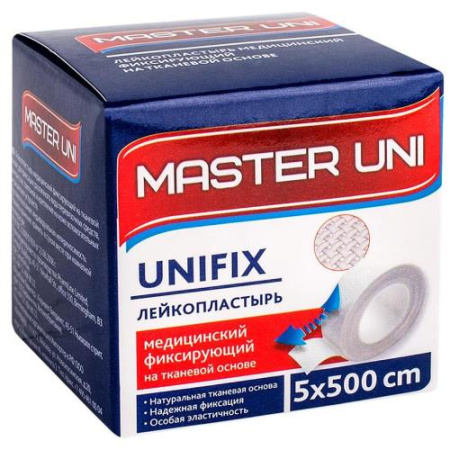 Мастер юни юнификс лейкопластырь медицинский фиксирующий 5х500см ткан.