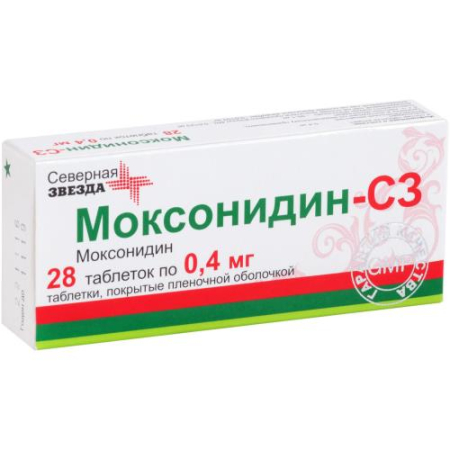Моксонидин-сз таблетки покрытые пленочной оболочкой 0.4мг №28