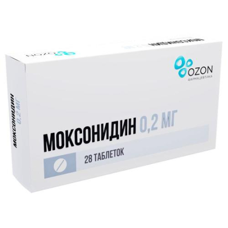 Моксонидин таблетки покрытые пленочной оболочкой 0.2мг №28/Озон