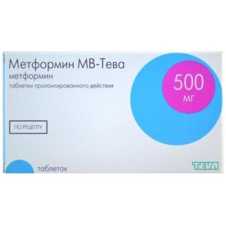 Метформин мв-тева таблетки пролонгированного действия 500мг №60