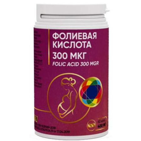 Фолиевая кислота капсулы 0,3мг 400мг №60