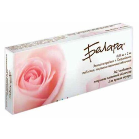 Белара таблетки покрытые пленочной оболочкой 2мг + 0.03мг №63