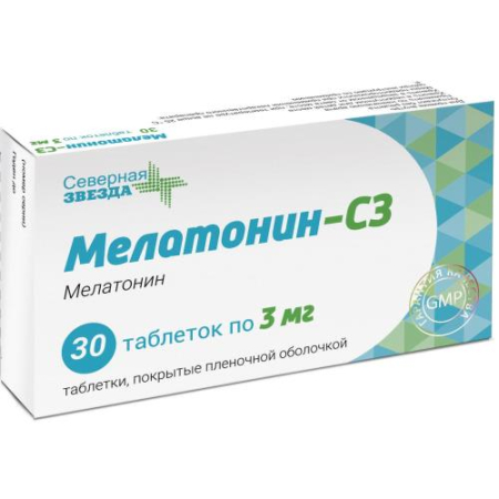 Мелатонин-сз таблетки покрытые пленочной оболочкой 3мг №30