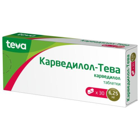 Карведилол-тева таблетки 6,25мг №30 
