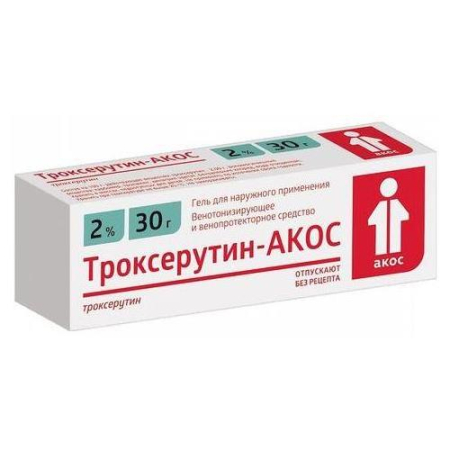 Троксерутин-акос гель для наружного применения 2% 30г
