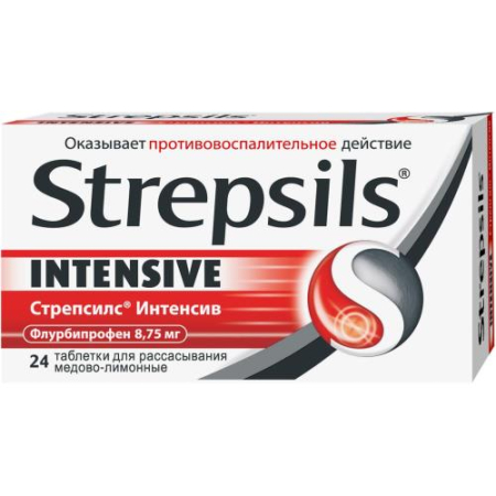 Стрепсилс интенсив таблетки для рассасывания №24 медово-лимонные