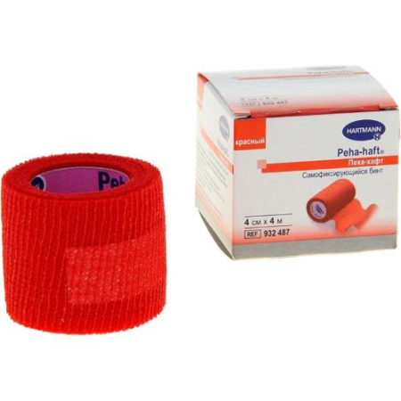 Пеха-хафт бинт когезивный фиксирующий эластичный 4мх4см. красный