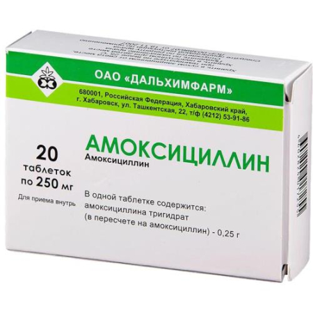 Амоксициллин таблетки 250мг №20