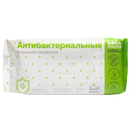 Салфетки влажные Бона менте антибактериальные №60